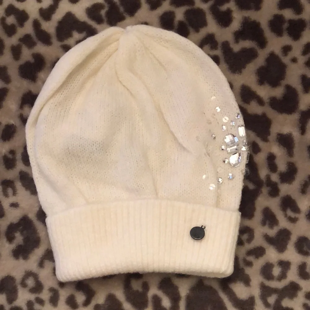 Abercrombie Kids Cream Beanie Hat Jewels One Size